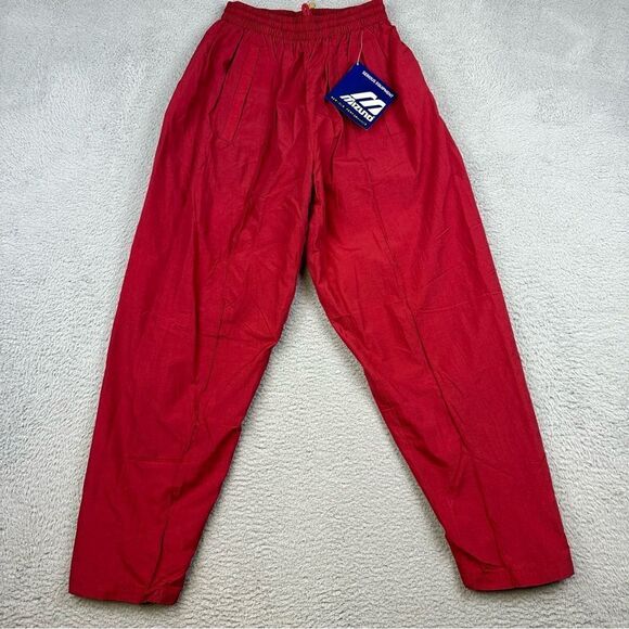 Mizuno Windbreaker Pants Adult Medium Red Swishy Drawstring Mesh Lined Nylon NEW - Picture 1 of 15